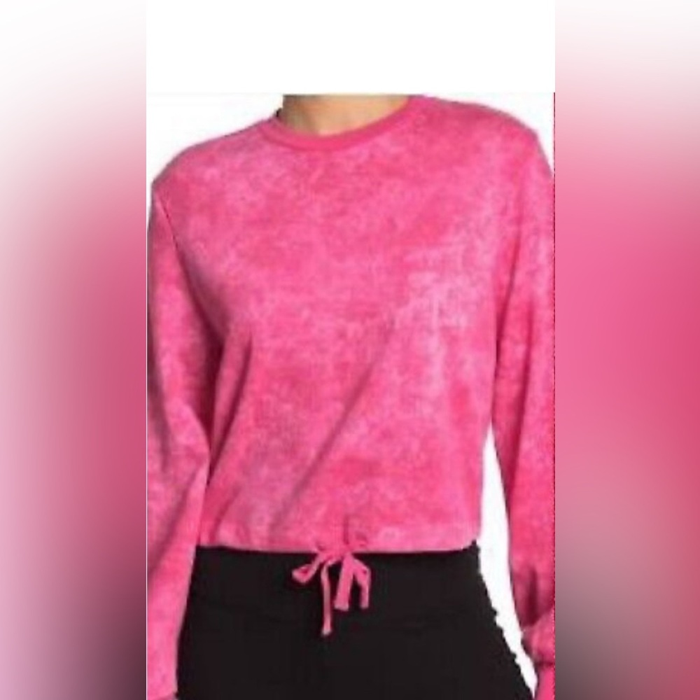 Zella Hot Pink Cropped Crew Neck Top